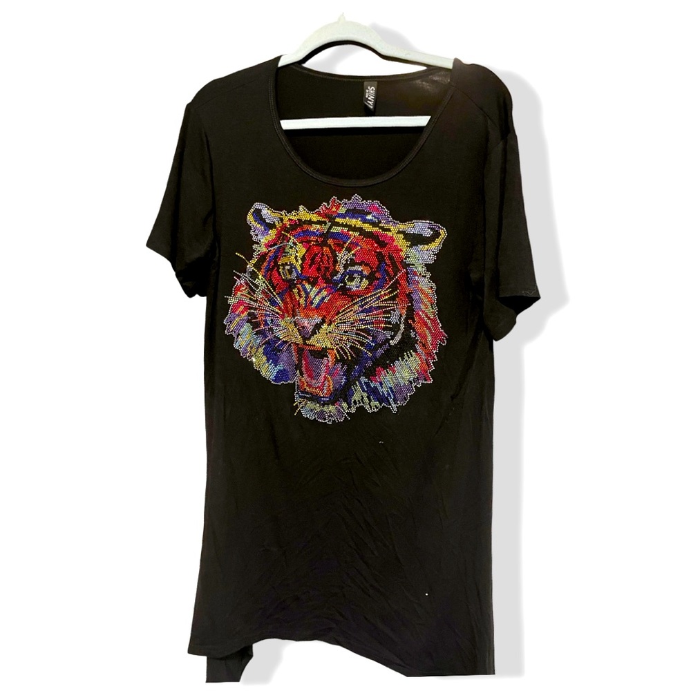 Midi Shirt With Colorful Tiger Art